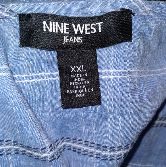 Nine West Lucy striped chambray popover top, size XXL - Picture 7 of 10